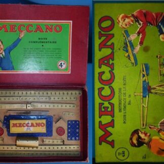 MECCANO 50's . BOITE 4A . INVENTAIRE FAIT MANQUE JUSTE COURROIE DE 15cm réf 186a