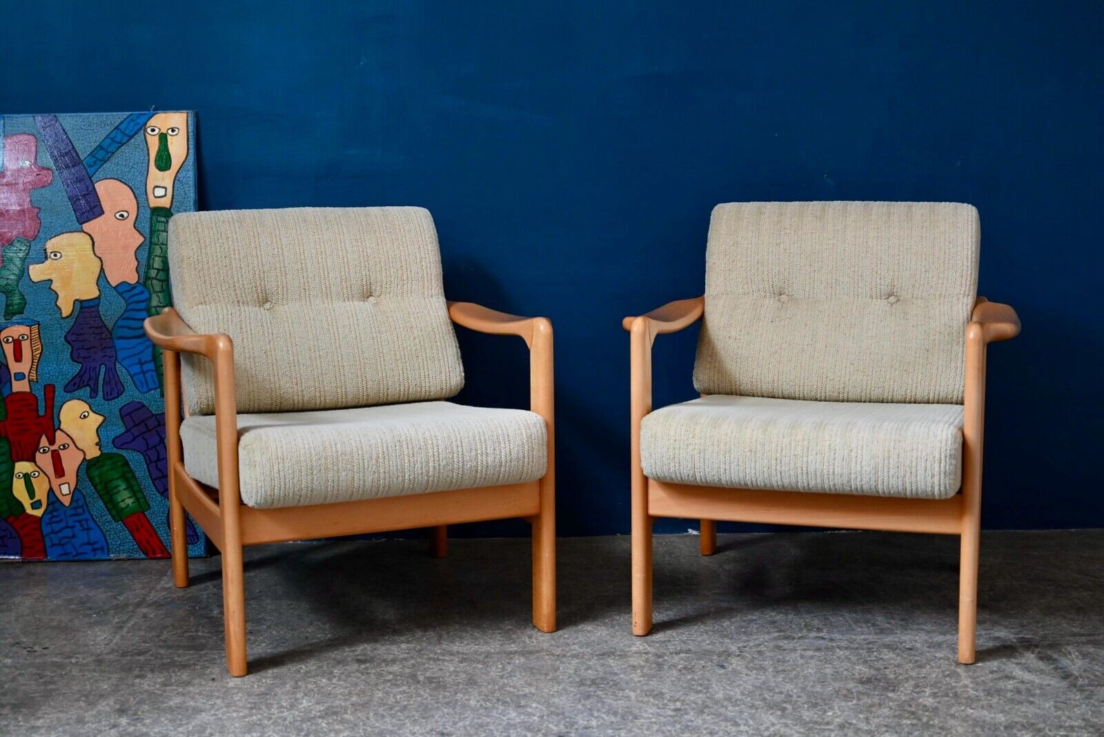 Paire de fauteuils Stella de Wilhelm Knoll bois blond design vintage scandinave