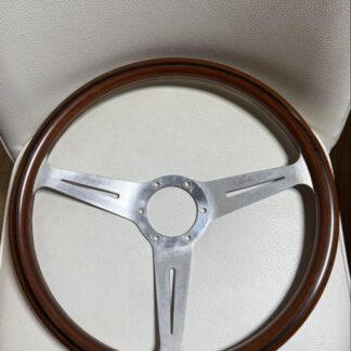 NARDI Classic Wood Steering Wheel 3-Spoke Brown & Silver Vintage Design F/S