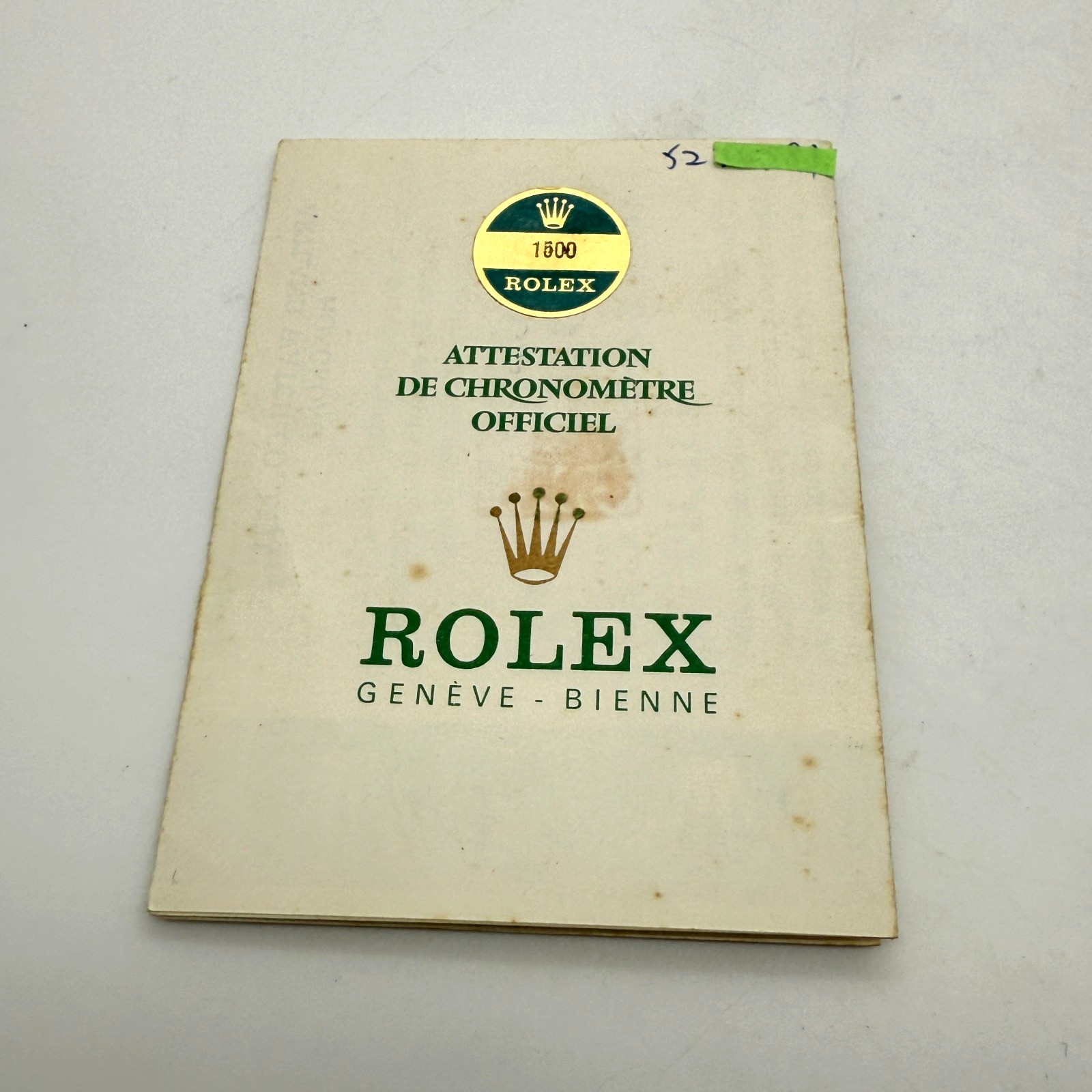 Vintage Rolex Genuine Guarantee Oyster Perpetual 1500 Warranty 1978s Guarantee