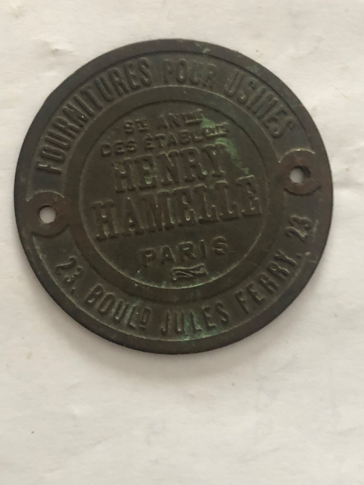 Plaque fournitures pour usines Henry Hamelle Paris