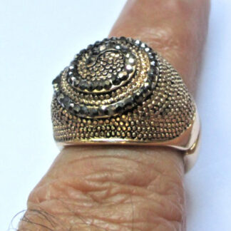 Ancienne bague couleur or taille ajustable cristaux diamant bijou vintage 119