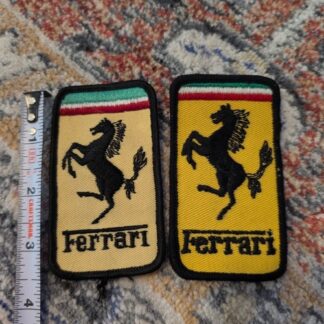 2x VINTAGE Ferrari Italian Car Ad Logo Uniform Dealer Parts Hat Cloth Patch
