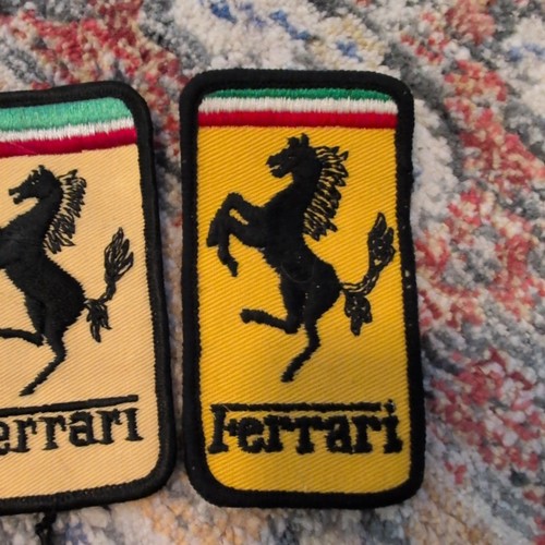 2x VINTAGE Ferrari Italian Car Ad Logo Uniform Dealer Parts Hat Cloth Patch – Image 2