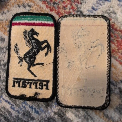 2x VINTAGE Ferrari Italian Car Ad Logo Uniform Dealer Parts Hat Cloth Patch – Image 4