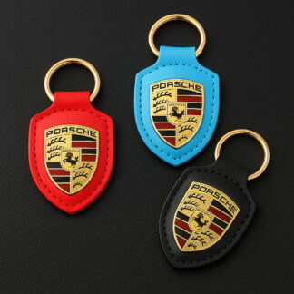 Porte Clés Voiture Cuir Bouclier Pendentif Porsche 911 Cayenne Panamera Macan