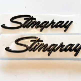 2x 1969-1973 Corvette C3 Black Stingray Emblems Badges Front Fender Trim Parts
