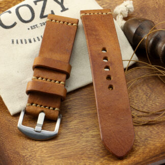 Bracelet de montre minimaliste en cuir 403 vintage fait main (18 mm, 20 mm, 2...