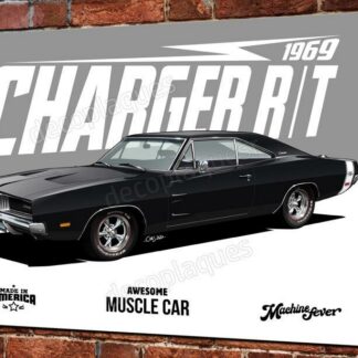 Plaque métal déco 40x30cm garage Artwork Dodge Charger R/T 1969 muscle car