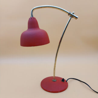 Lampe laiton aluminium rouge année 50 vintage modèle unique