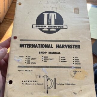 VTG Original INTERNATIONAL HARVESTER I&T SHOP SERVICE MANUAL No. IH-10