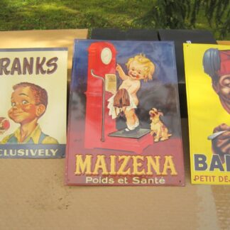 LOT (3) PLAQUES PUBLICITAIRES  TOLE 40 X 30  PARFAIT ETAT