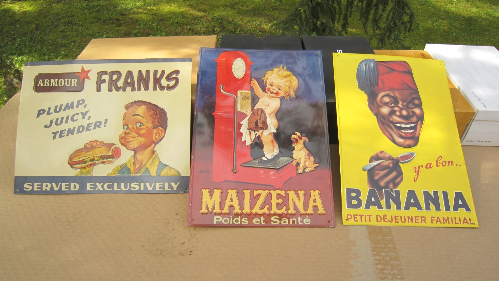 LOT (3) PLAQUES PUBLICITAIRES TOLE 40 X 30 PARFAIT ETAT