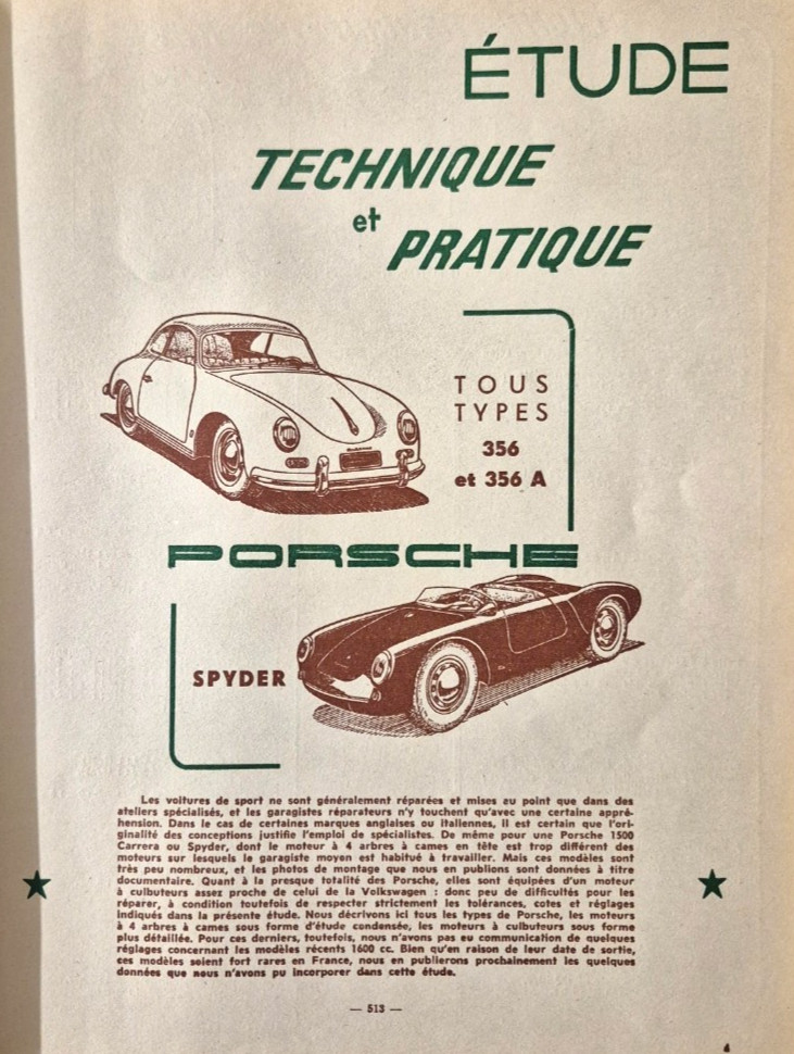 revue technique PORSCHE 356-356 A - spyder 550 / FORD VEDETTE 1951 a 1954