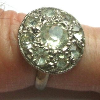 Belle bague couleur argent pavé cristaux diamant taille 54 ancien bijou vintage