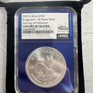 2025 1 OZ Argent Krugerrand Frappé De Ss Tilawa Naufrage Argent NGC Gem UNC