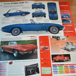 1966 Chevy Corvette Stingray Specs Info Original Poster Brochure 66 C2 427