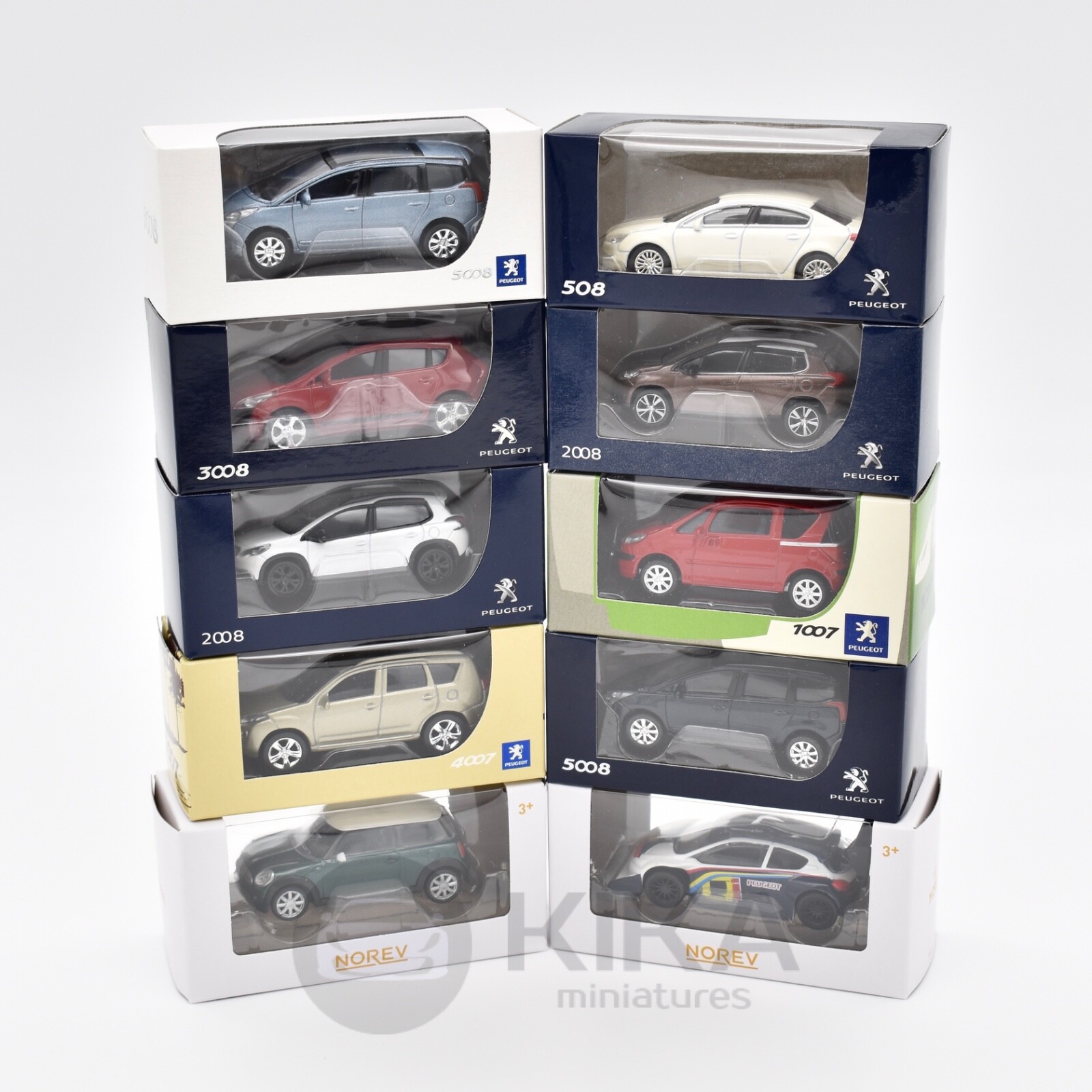 Lot de 10 miniatures Peugeot Mini NOREV 3 inches 1/64