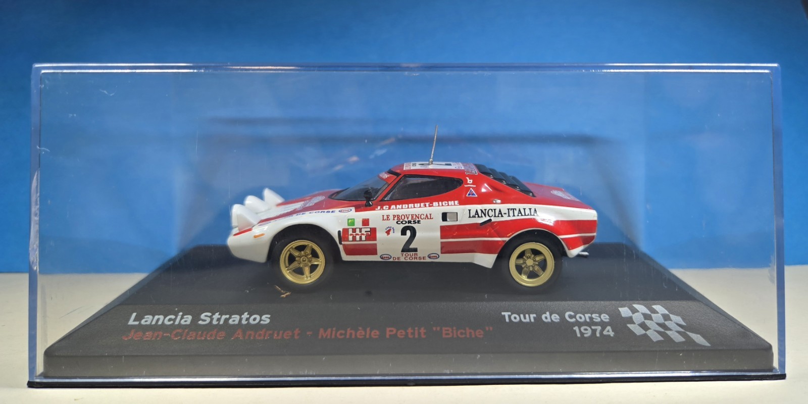 LANCIA Stratos #2 Tour de Corse 1974 J-C Andruet ''Biche'' 1/43 en boite