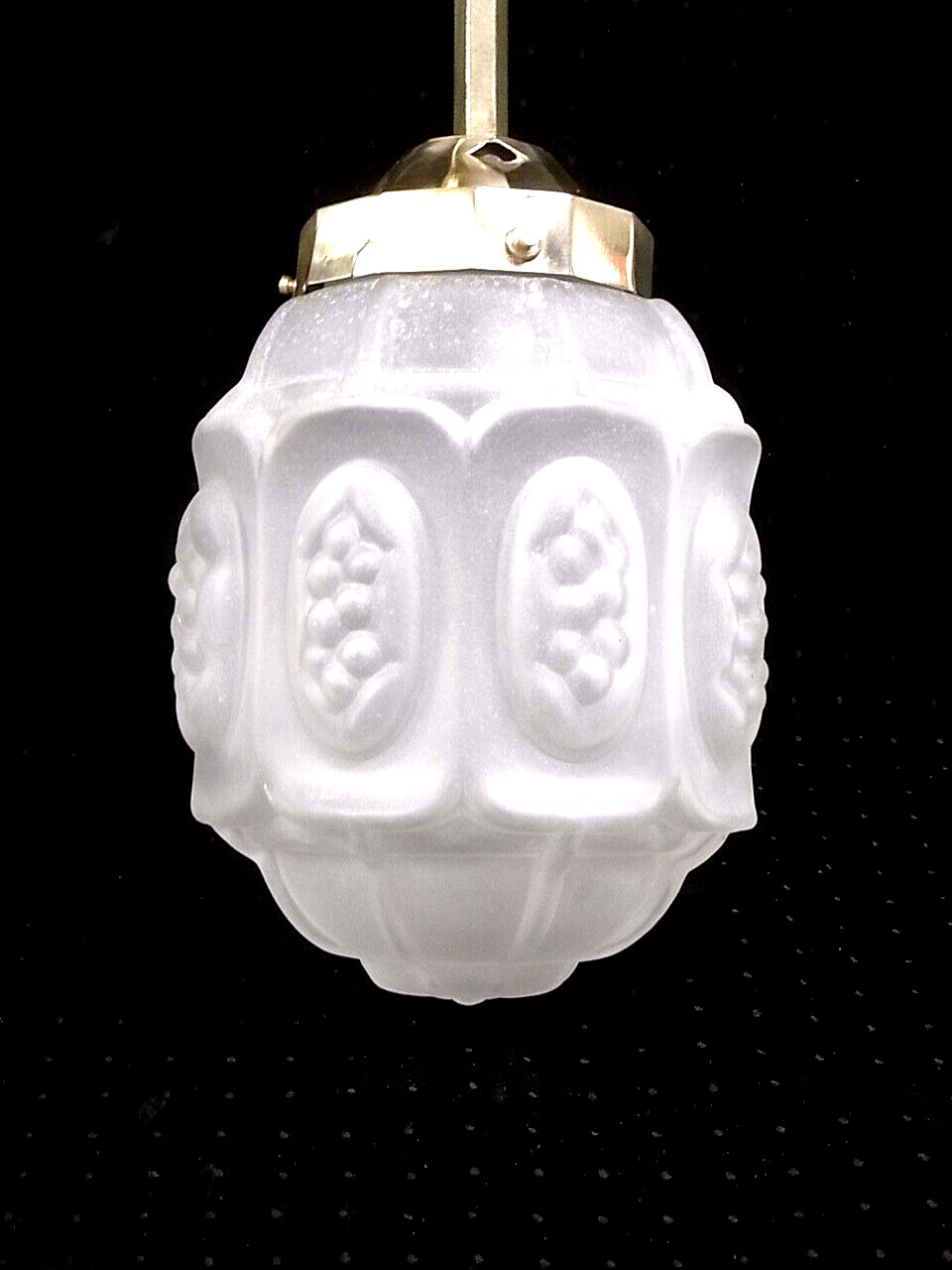 🇫🇷 ANCIEN GLOBE SUSPENSION VERRE DEPOLI LUSTRE PLAFONNIER ART DECO LAMPE LAMP