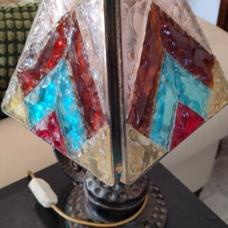 Lampe fer forgé vintage cristal brut de murano