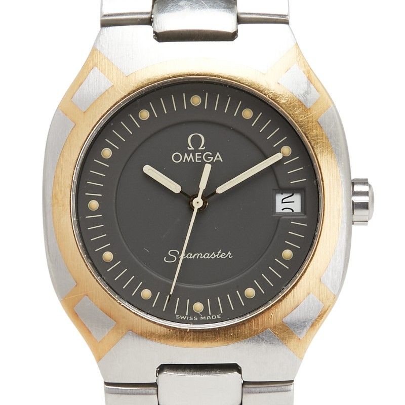 Omega Seamaster Vintage Polaris St. Acier or Argent Gris Quartz Montre Hommes