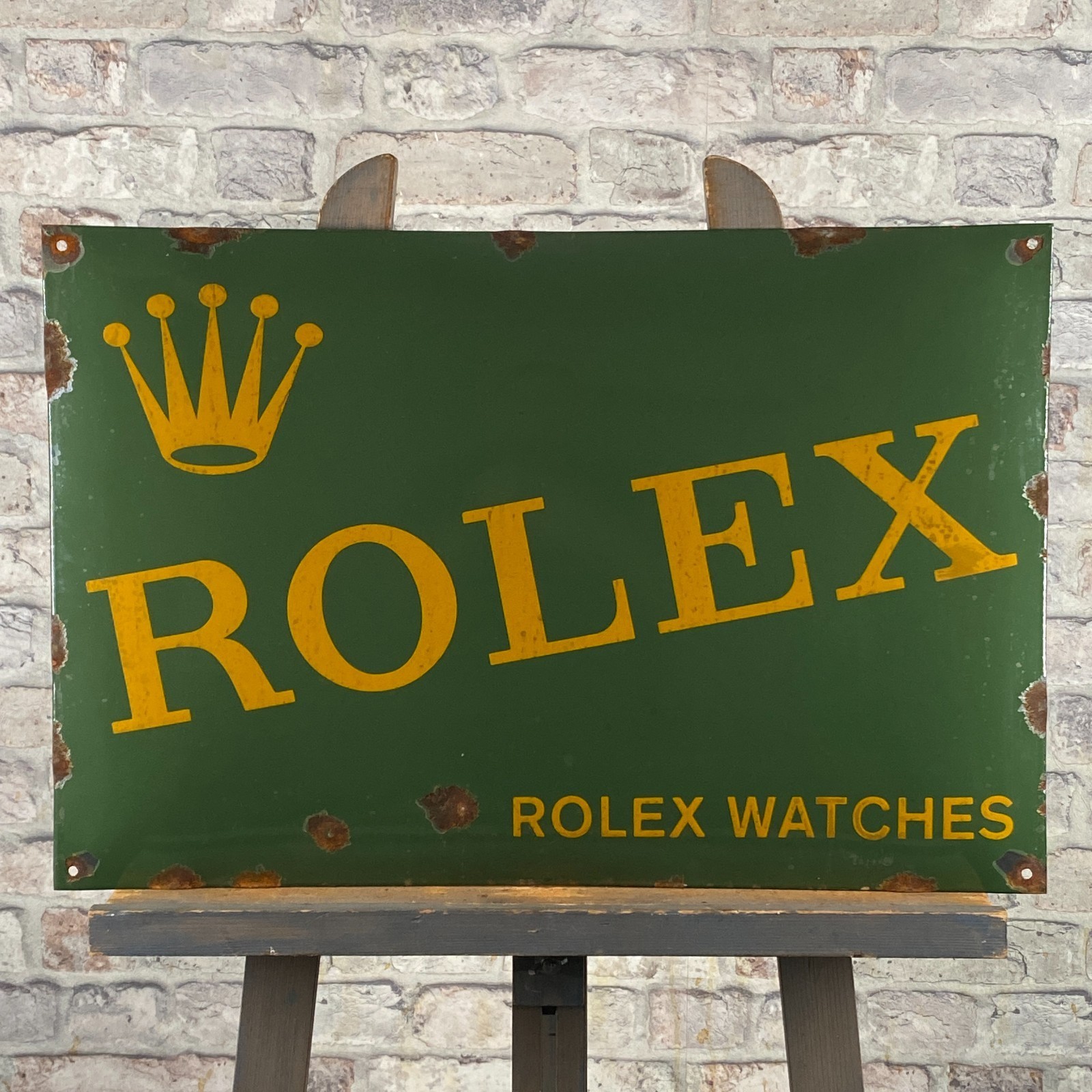 Plaque émaillée ROLEX 23,6x15,7" (60x40cm) montre de luxe vintage...