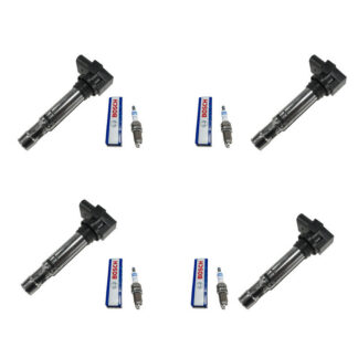 Spark Plugs + Ignition Coils Set For 1.4 16V VW Bosch 101905617 101905601B 0242236565 0