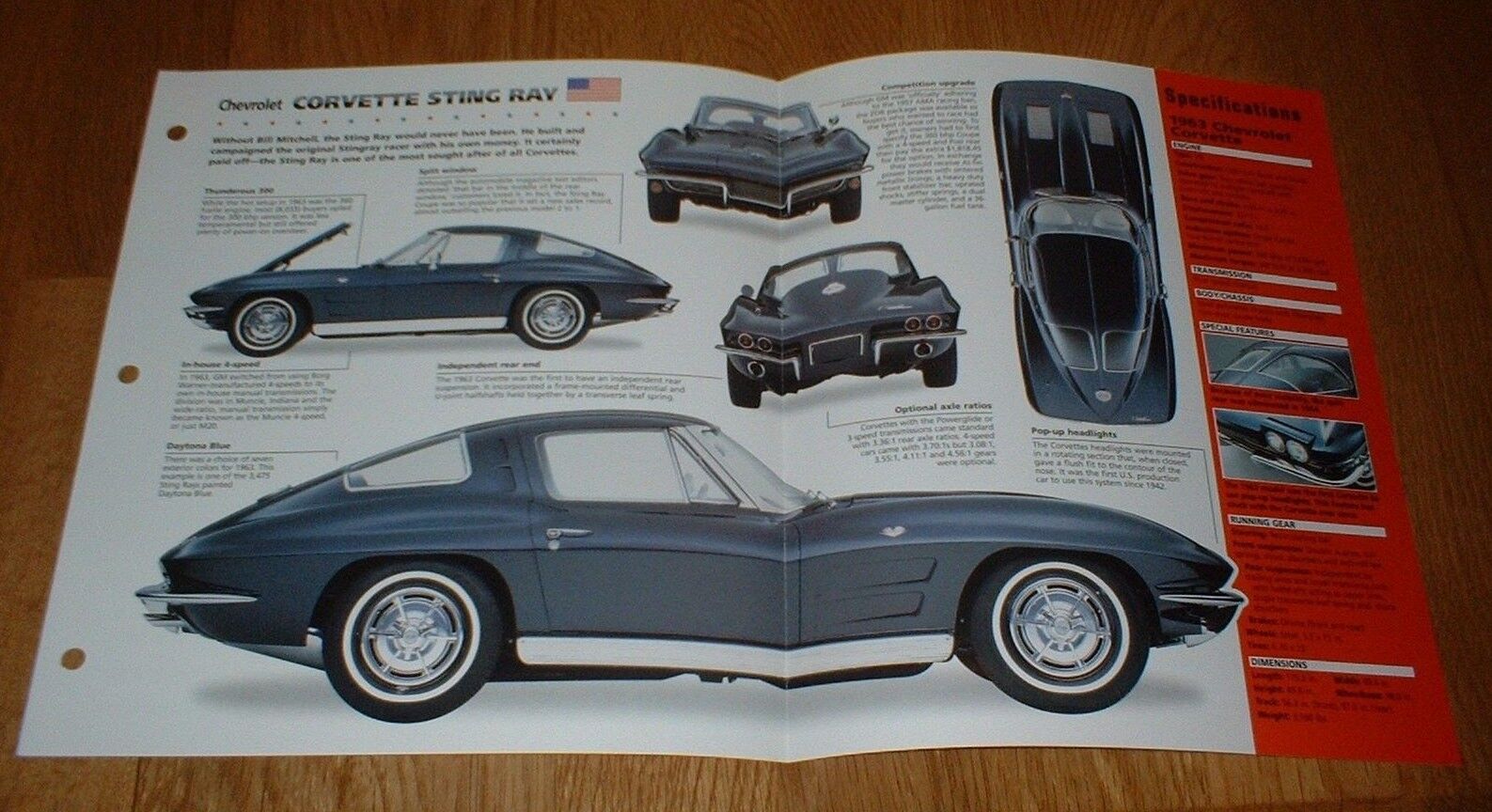 1963 Chevy Corvette Sting Ray Original Imp Brochure Specs Info 63 Stingray 327