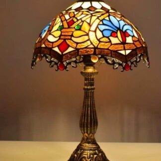 Lampe de table d'inspiration Tiffany avec mosaïque florale en verre