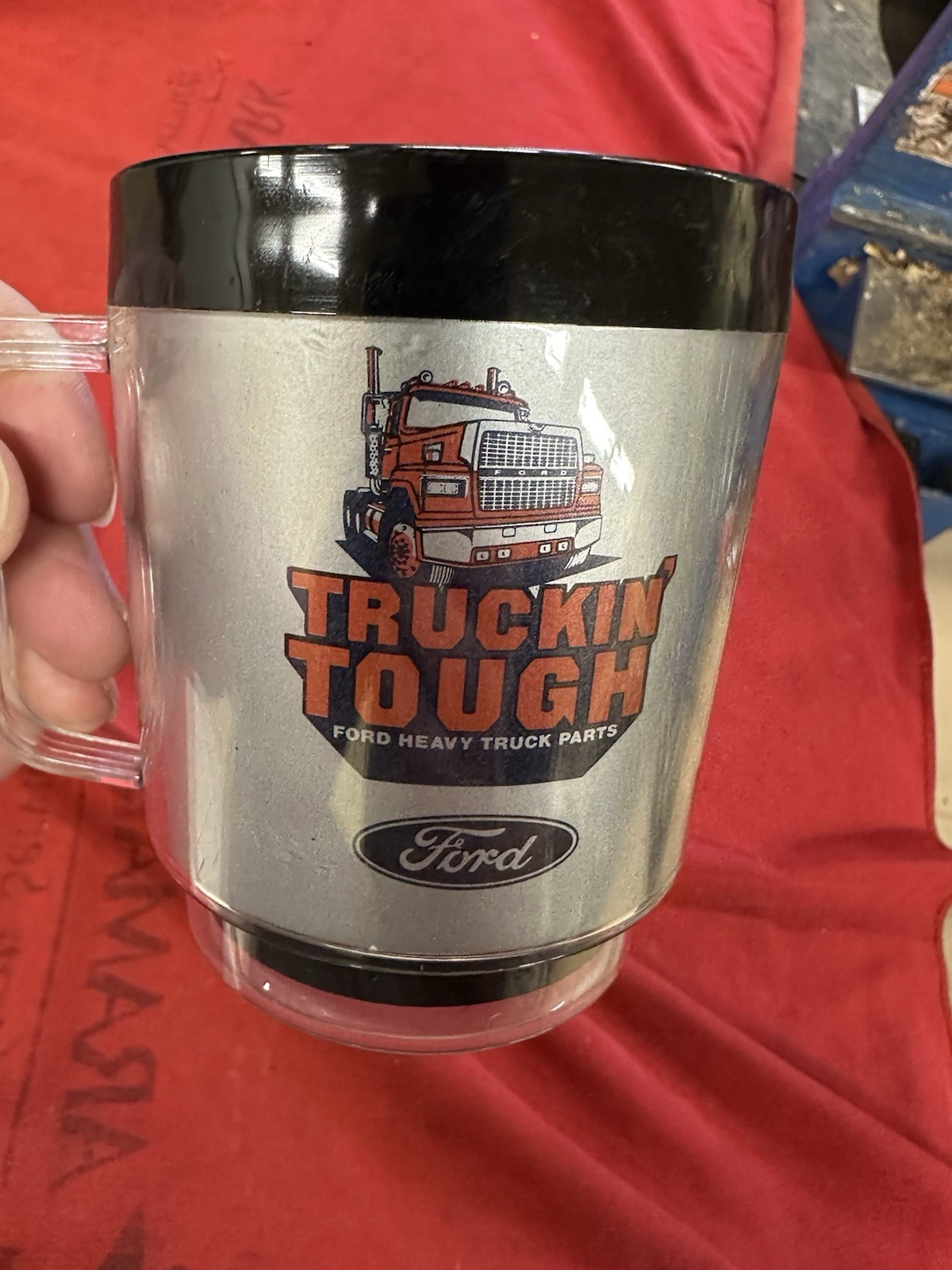 OLD VINTAGE FORD TRUCKS TRUCKIN’ TOUGH PLASTIC COFFEE MUG EAGLE USA MADE LN9000