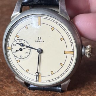 Omega Vintage Ivoire Argent Rond Noir Ceinture Manuel Automatique Montre Hommes