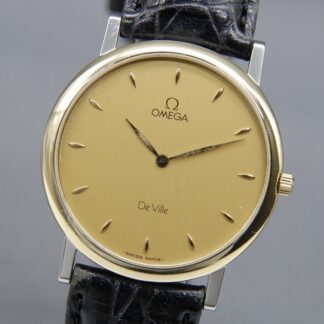 Vintage 1998 [EXC+5] OMEGA De Ville Cal.1478 Gold Dial 32mm QZ Men's Watch Swiss