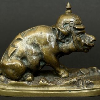SCULPTURE XIXe BRONZE SATIRIQUE GUERRE PRUSSE COCHON CASQUE signé GIRAULT