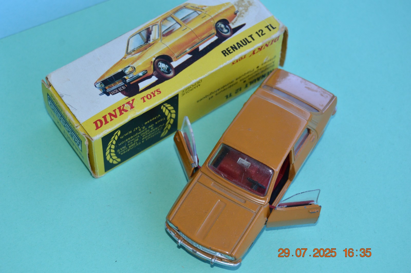 VRAI DINKY TOYS MECCANO FRANCE = RENAULT 12 BERLINE 1970 Réf 1424 /BOITE / #1/43