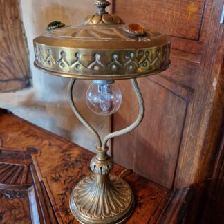 Lampe de table ancienne en laiton de Style Art Nouveau / Déco (vers 1900-1920)