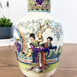 Vase chinois en porcelaine famille rose – Décor impérial peint main – XXe siècle