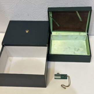 VINTAGE AUTHENTIQUE ROLEX boîtier boîte de montre vert bois cuir pyramide...