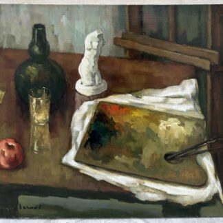 LEROUX Georges Tableau Ancien Nature Morte Palette de l’Artiste Atelier Peinture