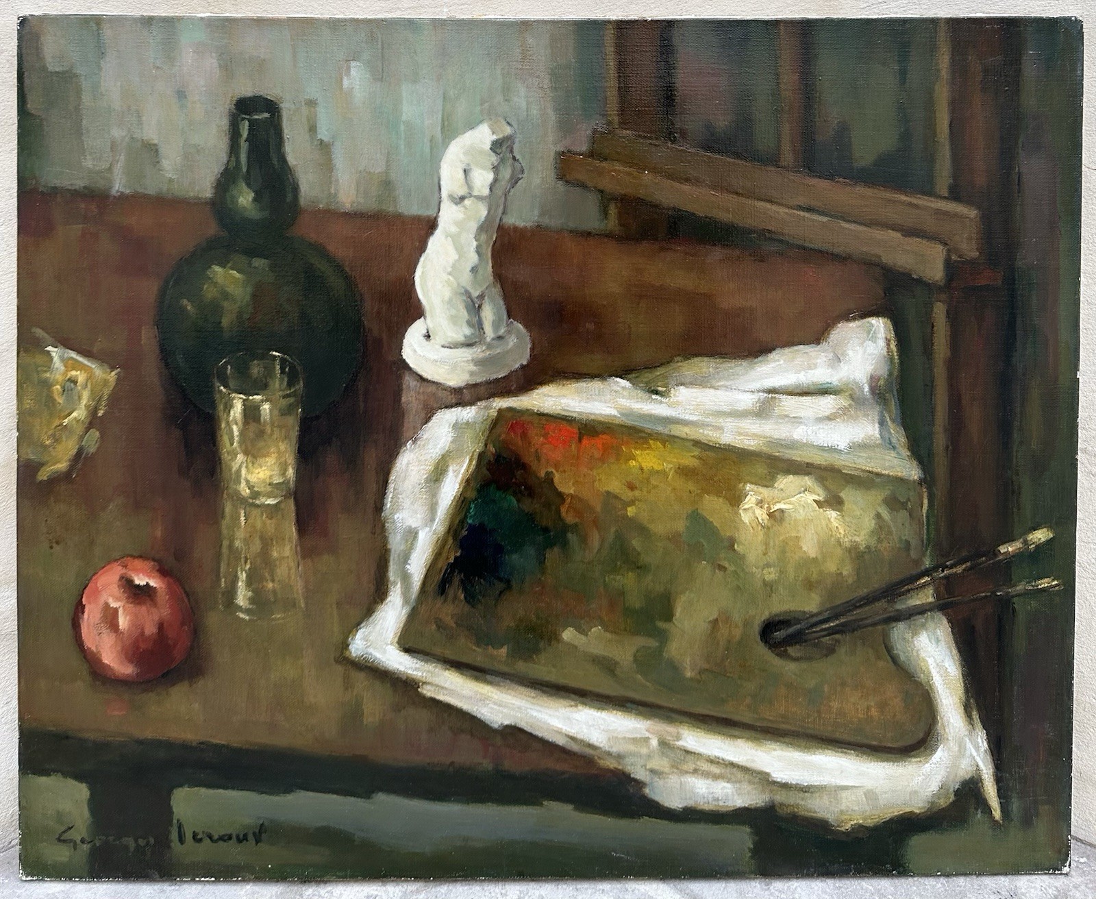 LEROUX Georges Tableau Ancien Nature Morte Palette de l’Artiste Atelier Peinture