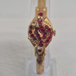 Montre Mécanique Bijoux Sertie de Pierres Bracelet Jonc Vintage Suisse