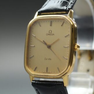 Vintage 1984 Omega De Ville Cal.1417 Ref.195.0029 Gold Dial Quartz Watch [Exc+5]