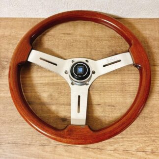 Nardi Wood Steering Wheel Silver Spoke 365mm Vintage Genuine Japan