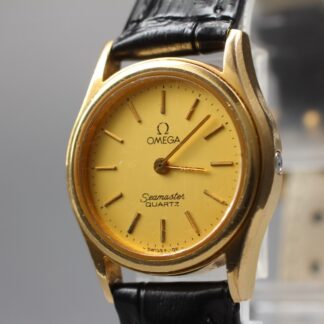 Montre vintage OMEGA Seamaster Cal.1353 Push Crown Gold Women 24mm QZ du JAPON