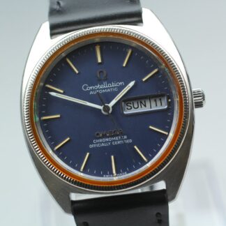 Vintage OMEGA Constellation Cal.1021 Chronomètre Auto Bleu Jour/Date 34mm Homme