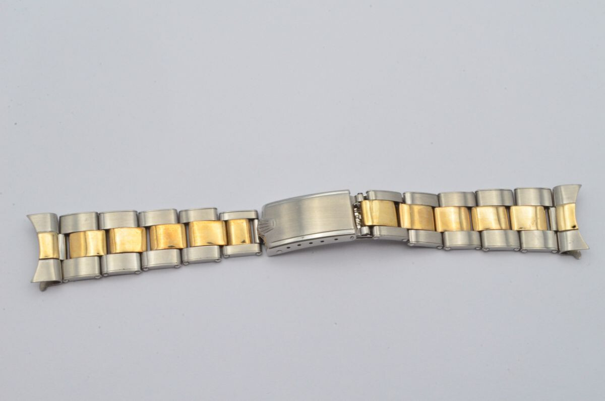 ROLEX VINTAGE BRACELET FLEXIBLE RIVETÉ EN ACIER/OR VINTAGE RARE 19MM