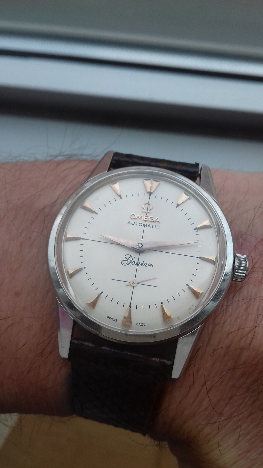 Omega GENEVE 491 AUTOMATIQUE VINTAGE MONTRE UHR SUISSE Années 50
