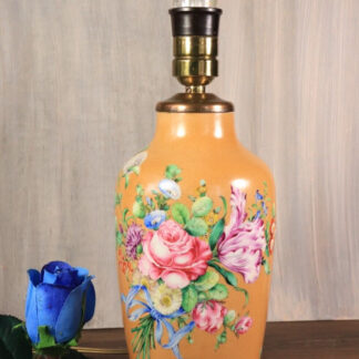 Ancien Lampe en Porcelaine de LIMOGES Vase Peint à la Main Art Déco Fleurs Signé