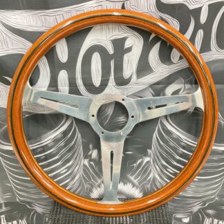 NARDI Wood Steering Wheel 365 mm 36.5 cm Aluminum 3 Spokes Classic Vintage 35010