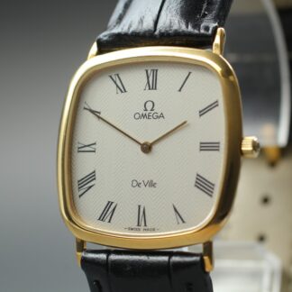 Vintage 1980s Omega De Ville Roman Dial Gold Plated Coussin Homme [Near Mint]
